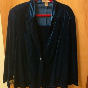 Blue velvet two-fer shirt